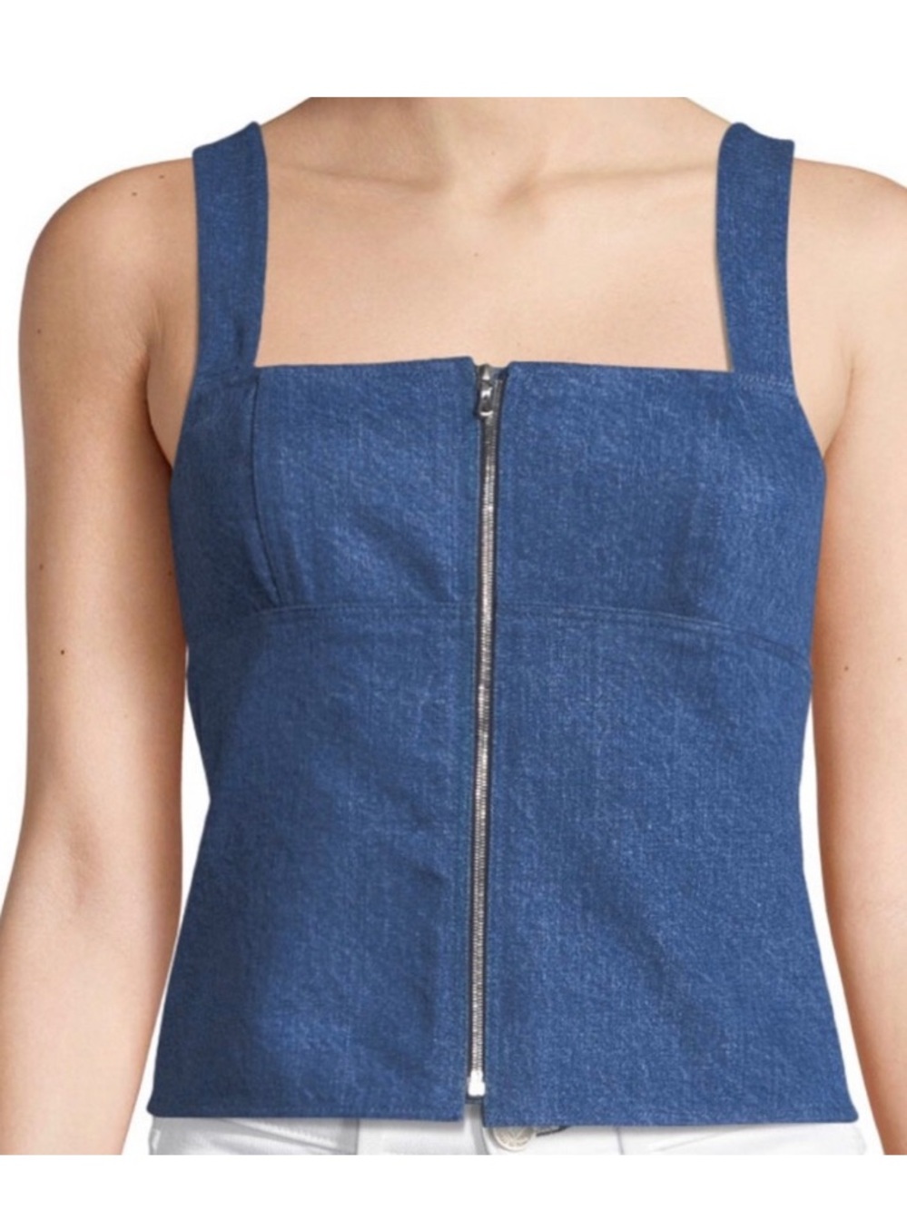 Rag & Bone Denim Zip Front Corset Tank Top Blue Sleeveless Bustier Size S/P